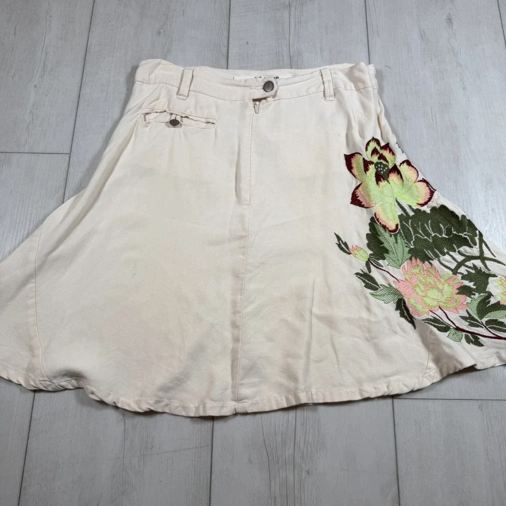 Da-Nang Vtg Y2K Cargo Mini Skirt Khaki Floral Embroidered Women's Medium